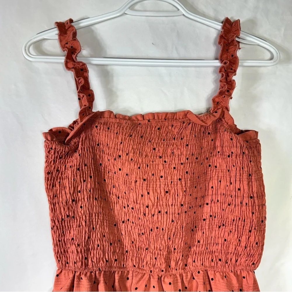 Hayden Girls Terracotta Polka Dot Smocked Textured Top